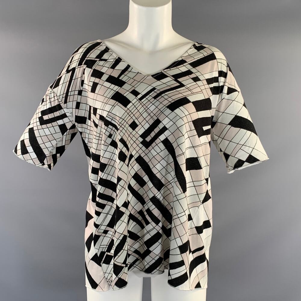 MARNI Size S White Black Cotton Abstract Open back Shirt